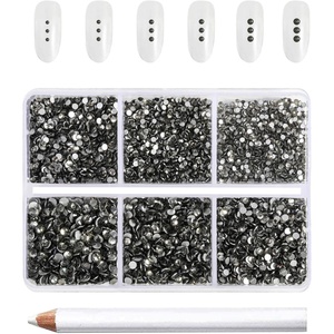 image:imageBeadsland 7200pcs Flatback RhinestonesSilver Rhinestone Nail Gems Round Crystal Rhinestones for CraftsMixed 6 Sizes with Wax Pencil Kit SS3SS10Silver HematiteBlack Diamond