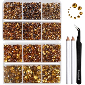 image:imageBeadsland 8300PCS Flatback Rhinestones Black Rhinestone Round Crystal Rhinestones for Crafts Mixed 10 Sizes with Wax Pencil and Tweezer Kit SS3SS30 Jet BlackTopaz