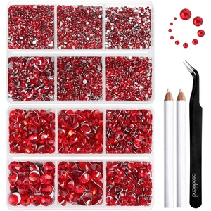 image:imageBeadsland 8300PCS Flatback Rhinestones Black Rhinestone Round Crystal Rhinestones for Crafts Mixed 10 Sizes with Wax Pencil and Tweezer Kit SS3SS30 Jet BlackLight Siam