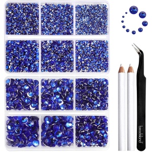 image:imageBeadsland 8300PCS Flatback Rhinestones Black Rhinestone Round Crystal Rhinestones for Crafts Mixed 10 Sizes with Wax Pencil and Tweezer Kit SS3SS30 Jet BlackSapphire