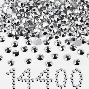 image:imageBeadsland Flatback Rhinestones Bulk14400pcs Crystal AB Rhinestones for Nails Crafts Clothes DIY Decoration Crystal AB SS20 4648mmSilver Hematite
