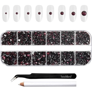 image:imageBeadsland Rhinestones for Makeup8 Sizes 2500pcs Red Flatback Rhinestones Eye Gems for Nails Crafts with Tweezers and Wax PencilSiamSS4SS30Amethyst
