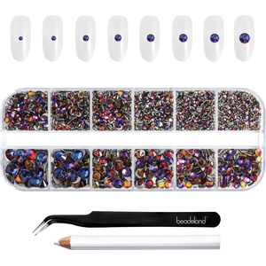 image:imageBeadsland Rhinestones for Makeup8 Sizes 2500pcs Red Flatback Rhinestones Eye Gems for Nails Crafts with Tweezers and Wax PencilSiamSS4SS30Blue Volcano