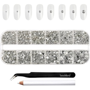 image:imageBeadsland Rhinestones for Makeup8 Sizes 2500pcs Red Flatback Rhinestones Eye Gems for Nails Crafts with Tweezers and Wax PencilSiamSS4SS30Crystal
