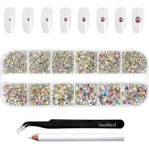 image:imageBeadsland Rhinestones for Makeup8 Sizes 2500pcs Red Flatback Rhinestones Eye Gems for Nails Crafts with Tweezers and Wax PencilSiamSS4SS30Crystal AB