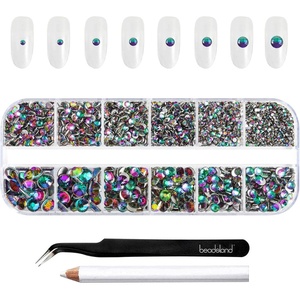 image:imageBeadsland Rhinestones for Makeup8 Sizes 2500pcs Red Flatback Rhinestones Eye Gems for Nails Crafts with Tweezers and Wax PencilSiamSS4SS30Green Volcano