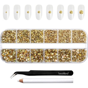 image:imageBeadsland Rhinestones for Makeup8 Sizes 2500pcs Red Flatback Rhinestones Eye Gems for Nails Crafts with Tweezers and Wax PencilSiamSS4SS30Metal Sunlight