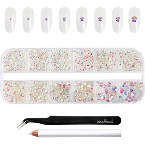 image:imageBeadsland Rhinestones for Makeup8 Sizes 2500pcs Red Flatback Rhinestones Eye Gems for Nails Crafts with Tweezers and Wax PencilSiamSS4SS30Transparent AB