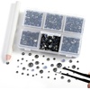 image:imageBEADSLAND Hotfix Rhinestones 4000 PCS AB Rhinestones for Clothes Crafts Mixed 6 Sizes with Wax Pencil and Tweezers Kit SS6SS30 Crystal ABBlack Diamond