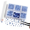 image:imageBEADSLAND Hotfix Rhinestones 4000 PCS AB Rhinestones for Clothes Crafts Mixed 6 Sizes with Wax Pencil and Tweezers Kit SS6SS30 Crystal ABLight Sapphire
