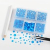 image:imageBEADSLAND Hotfix Rhinestones 4000 PCS AB Rhinestones for Clothes Crafts Mixed 6 Sizes with Wax Pencil and Tweezers Kit SS6SS30 Crystal ABNeon Blue