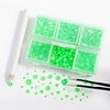 image:imageBEADSLAND Hotfix Rhinestones 4000 PCS AB Rhinestones for Clothes Crafts Mixed 6 Sizes with Wax Pencil and Tweezers Kit SS6SS30 Crystal ABNeon Green