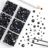 image:imageBEADSLAND Hotfix Rhinestones 6080PCS Blue Rhinestones for Clothes Crafts Mixed 6 Sizes with Wax Pencil and Tweezers Kit SS6SS30 AquamarineBlack Diamond