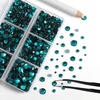 image:imageBEADSLAND Hotfix Rhinestones 6080PCS Blue Rhinestones for Clothes Crafts Mixed 6 Sizes with Wax Pencil and Tweezers Kit SS6SS30 AquamarineBlue Zircon