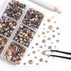 image:imageBEADSLAND Hotfix Rhinestones 6080PCS Blue Rhinestones for Clothes Crafts Mixed 6 Sizes with Wax Pencil and Tweezers Kit SS6SS30 AquamarineGolden Shadow