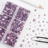 image:imageBEADSLAND Hotfix Rhinestones 6080PCS Blue Rhinestones for Clothes Crafts Mixed 6 Sizes with Wax Pencil and Tweezers Kit SS6SS30 AquamarineLight Pink