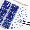 image:imageBEADSLAND Hotfix Rhinestones 6080PCS Blue Rhinestones for Clothes Crafts Mixed 6 Sizes with Wax Pencil and Tweezers Kit SS6SS30 AquamarineLight Sapphire