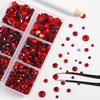 image:imageBEADSLAND Hotfix Rhinestones 6080PCS Blue Rhinestones for Clothes Crafts Mixed 6 Sizes with Wax Pencil and Tweezers Kit SS6SS30 AquamarineLight Siam