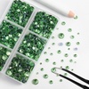 image:imageBEADSLAND Hotfix Rhinestones 6080PCS Blue Rhinestones for Clothes Crafts Mixed 6 Sizes with Wax Pencil and Tweezers Kit SS6SS30 AquamarinePeridot