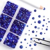 image:imageBEADSLAND Hotfix Rhinestones 6080PCS Blue Rhinestones for Clothes Crafts Mixed 6 Sizes with Wax Pencil and Tweezers Kit SS6SS30 AquamarineSapphire