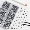 image:imageBEADSLAND Hotfix Rhinestones 6080PCS Blue Rhinestones for Clothes Crafts Mixed 6 Sizes with Wax Pencil and Tweezers Kit SS6SS30 AquamarineSilver Hematite