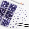 image:imageBEADSLAND Hotfix Rhinestones 6080PCS Blue Rhinestones for Clothes Crafts Mixed 6 Sizes with Wax Pencil and Tweezers Kit SS6SS30 AquamarineViolet