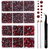 image:imageBEADSLAND Hotfix Rhinestones 6080PCS Blue Rhinestones for Clothes Crafts Mixed 6 Sizes with Wax Pencil and Tweezers Kit SS6SS30 AquamarineDark Siam