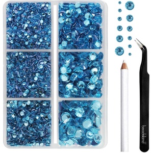 image:imageBEADSLAND Hotfix Rhinestones 4000 PCS AB Rhinestones for Clothes Crafts Mixed 6 Sizes with Wax Pencil and Tweezers Kit SS6SS30 Crystal ABAquamarine