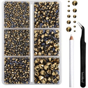 image:imageBEADSLAND Hotfix Rhinestones 4000 PCS AB Rhinestones for Clothes Crafts Mixed 6 Sizes with Wax Pencil and Tweezers Kit SS6SS30 Crystal ABAurum