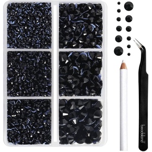 image:imageBEADSLAND Hotfix Rhinestones 4000 PCS AB Rhinestones for Clothes Crafts Mixed 6 Sizes with Wax Pencil and Tweezers Kit SS6SS30 Crystal ABBlack