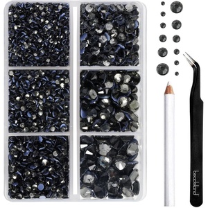 image:imageBEADSLAND Hotfix Rhinestones 4000 PCS AB Rhinestones for Clothes Crafts Mixed 6 Sizes with Wax Pencil and Tweezers Kit SS6SS30 Crystal ABBlack Diamond