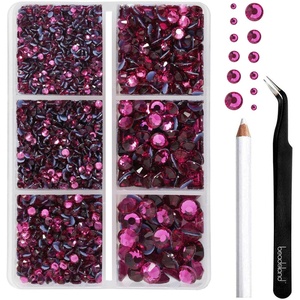 image:imageBEADSLAND Hotfix Rhinestones 4000 PCS AB Rhinestones for Clothes Crafts Mixed 6 Sizes with Wax Pencil and Tweezers Kit SS6SS30 Crystal ABFuchsia