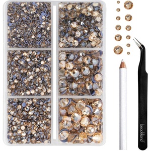 image:imageBEADSLAND Hotfix Rhinestones 4000 PCS AB Rhinestones for Clothes Crafts Mixed 6 Sizes with Wax Pencil and Tweezers Kit SS6SS30 Crystal ABGolden Shadow