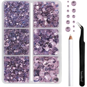 image:imageBEADSLAND Hotfix Rhinestones 4000 PCS AB Rhinestones for Clothes Crafts Mixed 6 Sizes with Wax Pencil and Tweezers Kit SS6SS30 Crystal ABLight Pink