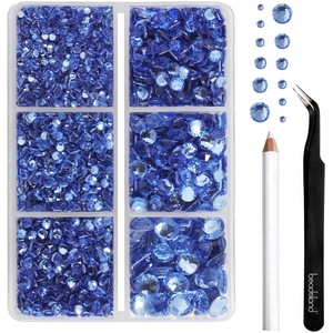 image:imageBEADSLAND Hotfix Rhinestones 4000 PCS AB Rhinestones for Clothes Crafts Mixed 6 Sizes with Wax Pencil and Tweezers Kit SS6SS30 Crystal ABLight Sapphire