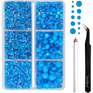 image:imageBEADSLAND Hotfix Rhinestones 4000 PCS AB Rhinestones for Clothes Crafts Mixed 6 Sizes with Wax Pencil and Tweezers Kit SS6SS30 Crystal ABNeon Blue