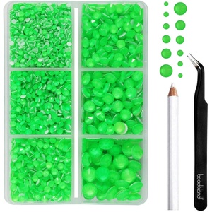 image:imageBEADSLAND Hotfix Rhinestones 4000 PCS AB Rhinestones for Clothes Crafts Mixed 6 Sizes with Wax Pencil and Tweezers Kit SS6SS30 Crystal ABNeon Green