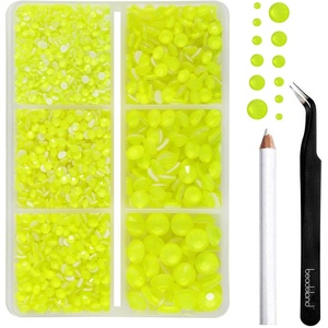 image:imageBEADSLAND Hotfix Rhinestones 4000 PCS AB Rhinestones for Clothes Crafts Mixed 6 Sizes with Wax Pencil and Tweezers Kit SS6SS30 Crystal ABNeon Yellow