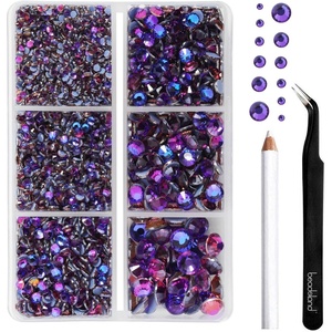 image:imageBEADSLAND Hotfix Rhinestones 4000 PCS AB Rhinestones for Clothes Crafts Mixed 6 Sizes with Wax Pencil and Tweezers Kit SS6SS30 Crystal ABPurple Velvet