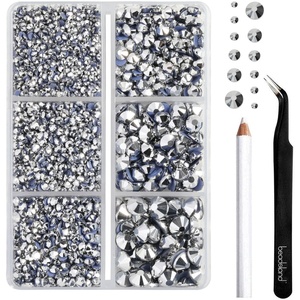 image:imageBEADSLAND Hotfix Rhinestones 4000 PCS AB Rhinestones for Clothes Crafts Mixed 6 Sizes with Wax Pencil and Tweezers Kit SS6SS30 Crystal ABSilver Hematite