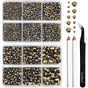image:imageBEADSLAND Hotfix Rhinestones 6080PCS Blue Rhinestones for Clothes Crafts Mixed 6 Sizes with Wax Pencil and Tweezers Kit SS6SS30 AquamarineAurum