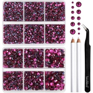 image:imageBEADSLAND Hotfix Rhinestones 6080PCS Blue Rhinestones for Clothes Crafts Mixed 6 Sizes with Wax Pencil and Tweezers Kit SS6SS30 AquamarineFuchsia