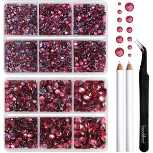 image:imageBEADSLAND Hotfix Rhinestones 6080PCS Blue Rhinestones for Clothes Crafts Mixed 6 Sizes with Wax Pencil and Tweezers Kit SS6SS30 AquamarineRose