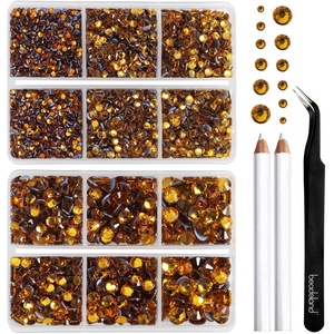 image:imageBEADSLAND Hotfix Rhinestones 6080PCS Blue Rhinestones for Clothes Crafts Mixed 6 Sizes with Wax Pencil and Tweezers Kit SS6SS30 AquamarineTopaz