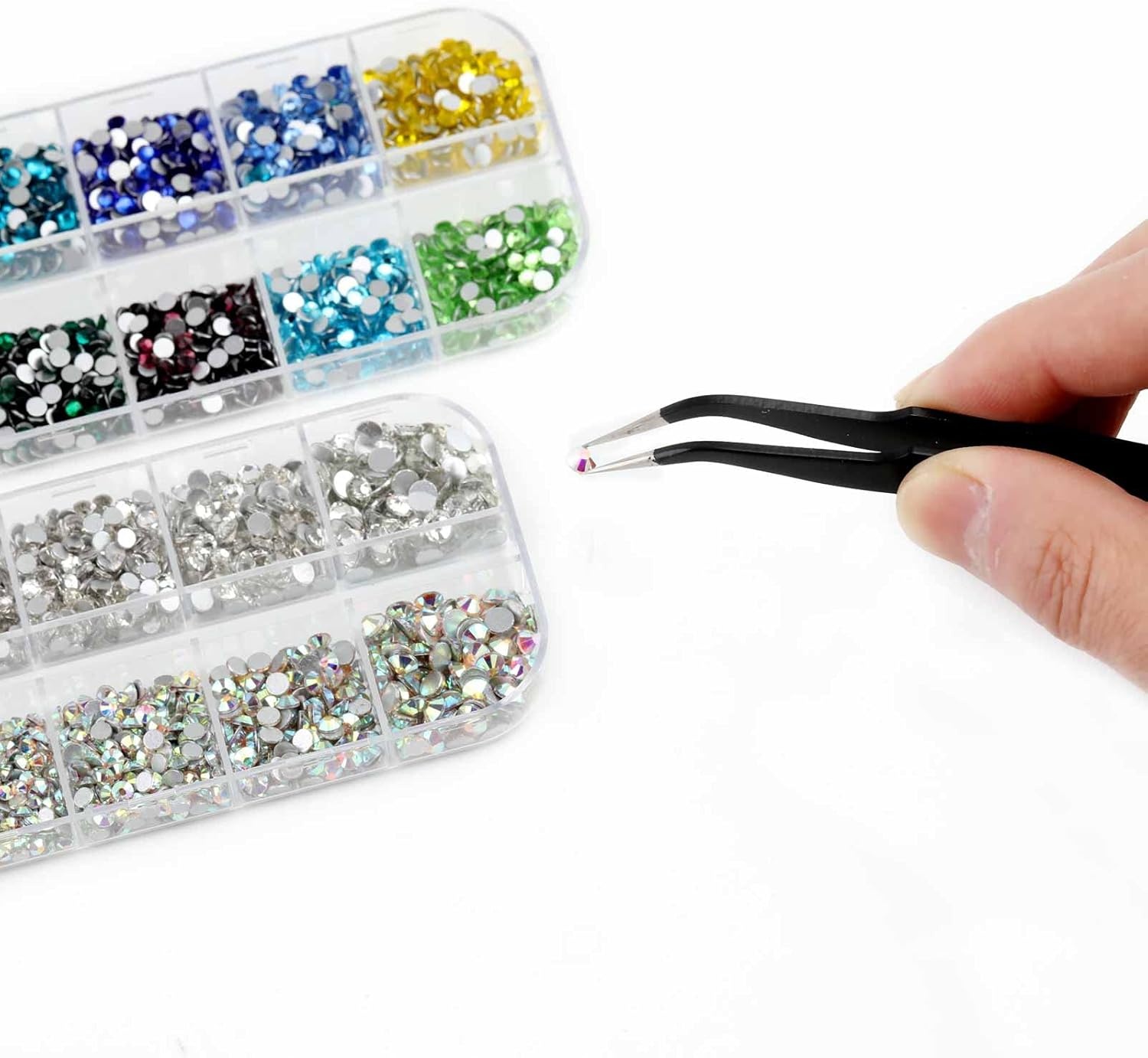 image:imageBeadsland 5280 Pieces Nail Art RhinestonesFlatback Rhinestones for Nail ArtCrystal Rhinestones for Nails Set Mix 12 ColorsSS10 and 6 SizesSS4SS16 for Clear and Clear AB Set 01