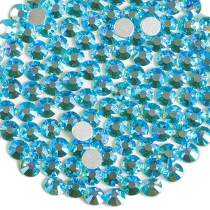 image:imagebeadsland 1440pcs Flat Back Crystal Rhinestones Round Gems for Nail Art and Craft Glue Fix CrystalAB SS10 2729mmAquamarine Ab