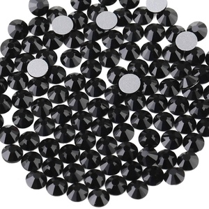 image:imagebeadsland 1440pcs Flat Back Crystal Rhinestones Round Gems for Nail Art and Craft Glue Fix CrystalAB SS10 2729mmBlack