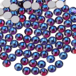 image:imagebeadsland 1440pcs Flat Back Crystal Rhinestones Round Gems for Nail Art and Craft Glue Fix CrystalAB SS10 2729mmBlue Volcano