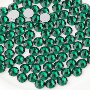 image:imagebeadsland 1440pcs Flat Back Crystal Rhinestones Round Gems for Nail Art and Craft Glue Fix CrystalAB SS10 2729mmEmerald
