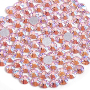 image:imagebeadsland 1440pcs Flat Back Crystal Rhinestones Round Gems for Nail Art and Craft Glue Fix CrystalAB SS10 2729mmLight Pink Ab
